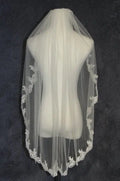 1 Layer Fingertip Bridal Veil Lace Edge Wedding Accessories in White ,Ivory ,Off-white