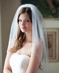 1 Layer Beaded Edge Wedding Veil Short Bride Veil in White , Ivory