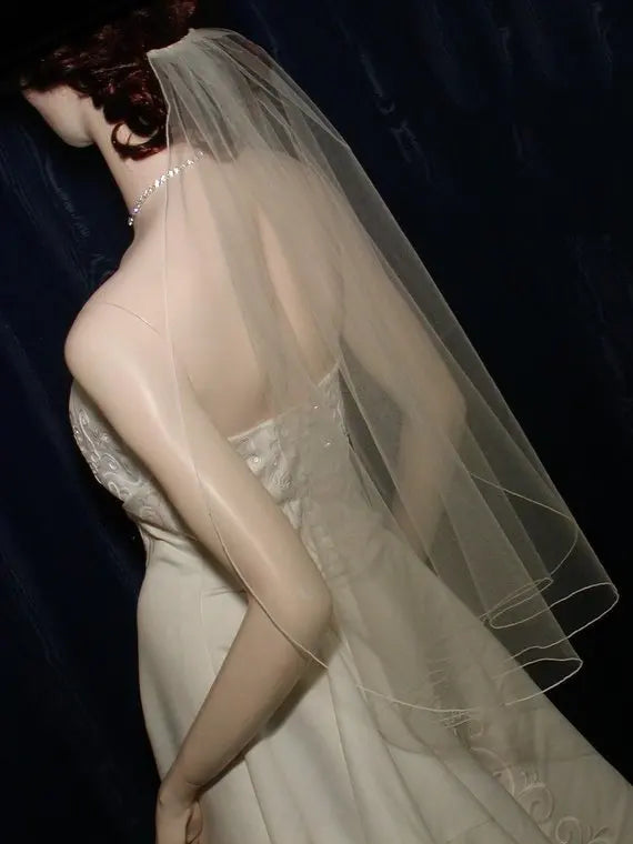 Wedding Bridal Veil Elbow Length Cascading Waterfall Style