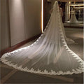 Cathedral Length Long Wedding Veil with Metal Comb Lace Bridal Veil in White Off-White And Ivory for Brides Ivory
