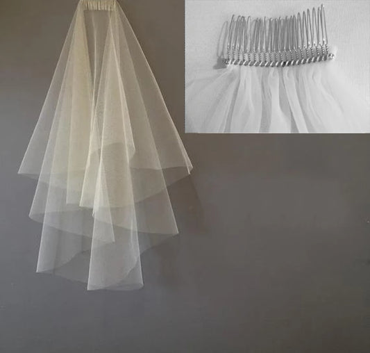 Simple two layer cut edge bridal veil short wedding veil in champagne white ivory Black