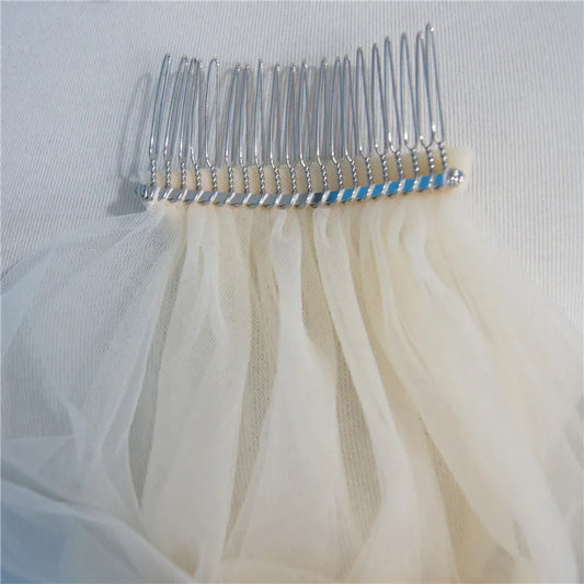 Simple two layer cut edge bridal veil short wedding veil in champagne white ivory