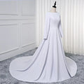 Customized Soft Satin Muslim Wedding Dress Long sleeve A Line Simple Bridal Gown robe de mariage 2025 Vestido De Noiva