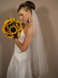 Crystal Wedding Veil 1 Layer Fingertip Length Bridal Veil in White, Ivory ,Off-white white 100cm