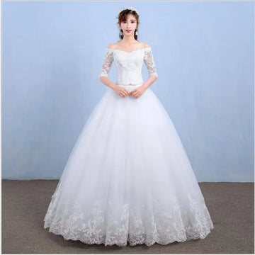 Wedding Dress Arrival Flowers Butterfly Gelinlik Embroidery Lace Boat Neck Princess Wedding Gowns Vestidos De Novia