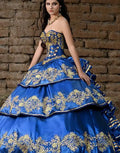Blue Quinceanera Dresses Charro Ruffles Fluffy Vestidos De 15 Quinceañera Appliques Lace Debutante Birthday Party Customized