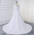 Customized Soft Satin Muslim Wedding Dress Long sleeve A Line Simple Bridal Gown robe de mariage 2025 Vestido De Noiva