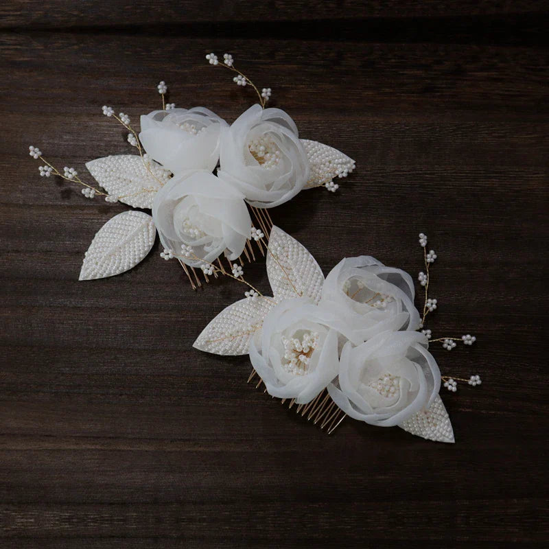 Pearls Beads Hair Combs Pins Clips Flower Floral Head pieces Brides Women Headbands Hairbands Bridal Jewelry Wedding Accessories
