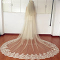 2 Tier Lace Bridal Veil 3 Meters Cathedral Length with Blusher - Elegant Wedding Accessory 300cm