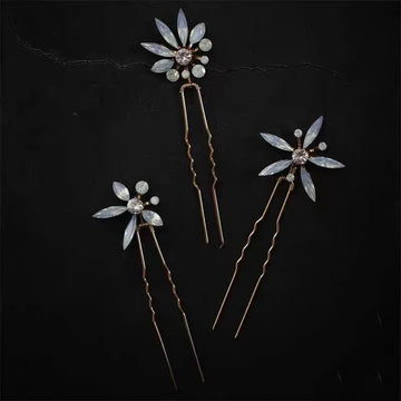 Opal Crystal Rhinestones Hair Pins Clips Flower Headpieces Women Girl Hairpin For Bride Party Bridal Jewelry Wedding Accessories a
