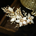 Vintage Gold Color Headpieces Headwear Crystal Pearls Headbands Hairbands Bride Hair Pin Clip Bridal Jewelry Wedding Accessories b
