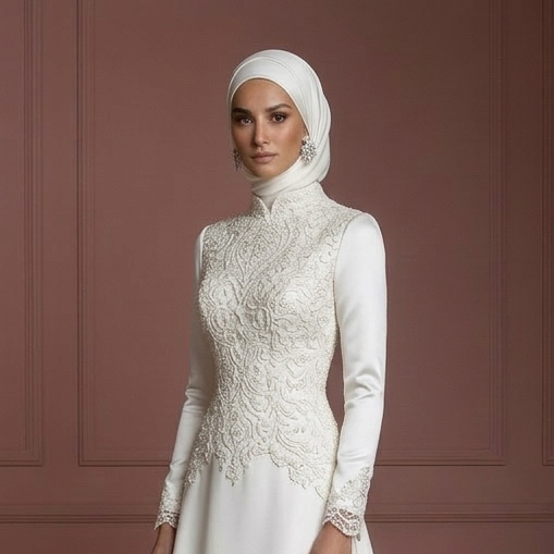 Handmade Hijab Bridal Wedding Dress Modest Luxury Style Muslim
