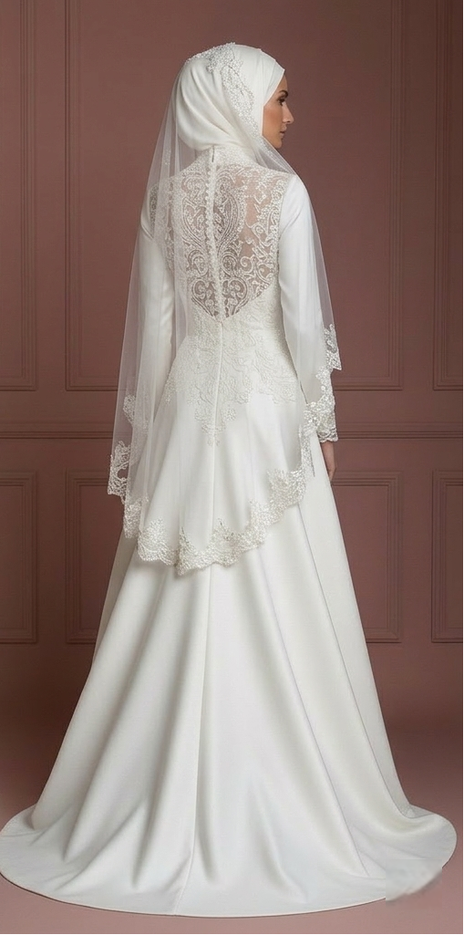Handmade Hijab Bridal Wedding Dress Modest Luxury Style Muslim