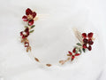 Red Flower Headpieces Headbands Leaf Headdress For Brides Party Dinner Dress Hairbands Wedding Accessories Bridal Hair Jewelry