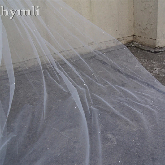 Long Scatter Rhinestones Wedding Veil Cathedral Length Crystal Bridal Veil