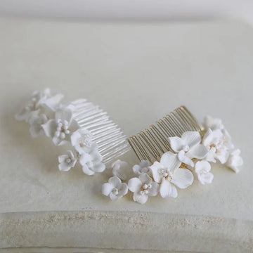 Bridal Jewelry Porcelain Flower Headband Head Pieces Gold Silver Color Vintage Hair Comb Hairpin Brides Wedding Accessories