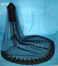Black Long Veil 3.5 Meters Sequins Lace Wedding Veil Tulle Cathedral Veil Bridal Accessories Veils Off-White 350cm