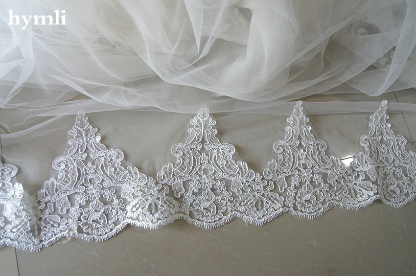 White , Ivory Veil Two-layer Lace Bridal Veil Cathedral Wedding Veil In White ,Off White, Ivory Bridal Accessories
