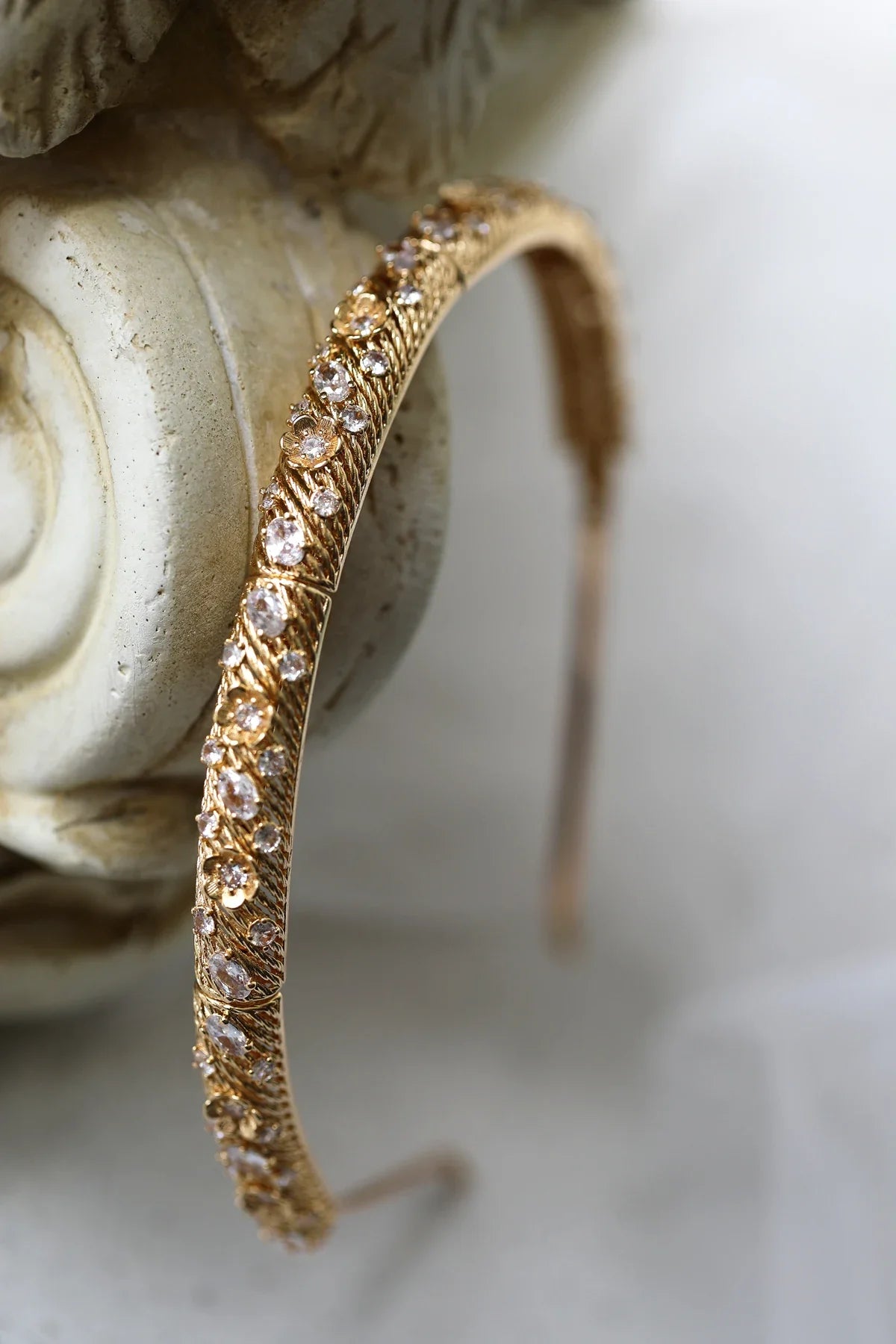 Vintage Gold Color Headpieces Crown Zirconia Headbands Hairbands For Bride Flower Tiaras Bridal Hair Jewelry Wedding Accessories Default Title