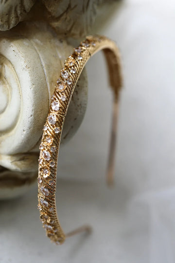 Vintage Gold Color Headpieces Crown Zirconia Headbands Hairbands For Bride Flower Tiaras Bridal Hair Jewelry Wedding Accessories Default Title