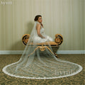 1 Layer Lace Veil 3 Meters Long Wedding Veil Cathedral Bridal Veil With Metal Comb