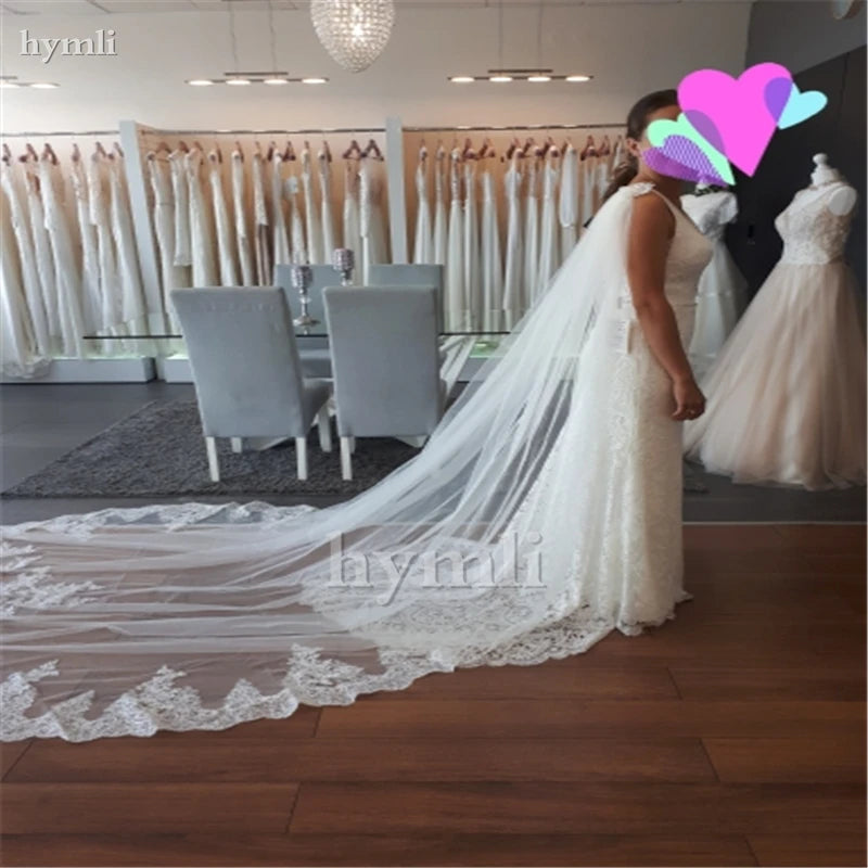 White , Off-White , Ivory Wedding Cape Veil Cathedral Length Lace Bridal Veil Shoulder Veil