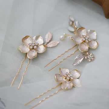 Flower Hair Pin Clip Vintage Head Pieces For Bride Bridesmaids Women Gold Color Hairpins Bridal Jewelry Wedding Accessories d