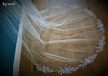 One Layer Lace Applique Wedding Accessories Chapel Veil In White, Off White, Ivory Metal Comb on The Top