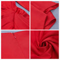 Sexy Red Satin Dress Women's Deep V Neck Puff Sleeve Bodycon Draped Dress Club Night Party Mini Vestidos