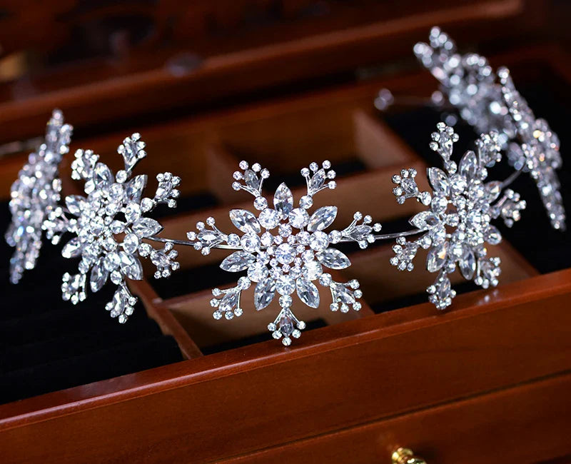 Bridal Hair Jewelry Snow Flower Headband Hairband For Brides Women Crystal Rhinestones Headpieces Headwear Wedding Accessories