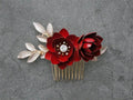 Bridal Jewelry Red Flower Hair Combs Pins Clips Crystal Rhinestones Hairpins Head pieces Brides Headdress Wedding Accessories d