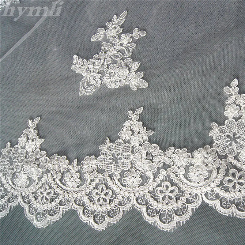 Cathedral Length Bridal Veil 2 Layer 3 Meters Popular New Style White Ivory Off-White Lace Wedding Veil for Brides