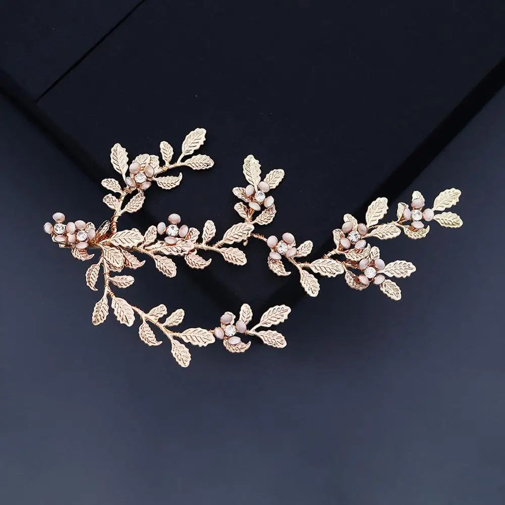 Pearl Crystal Hair Combs Pins Flower Leaf Headpieces Headbands For Brides Women Hairband Bridal Jewelry Wedding Accessories