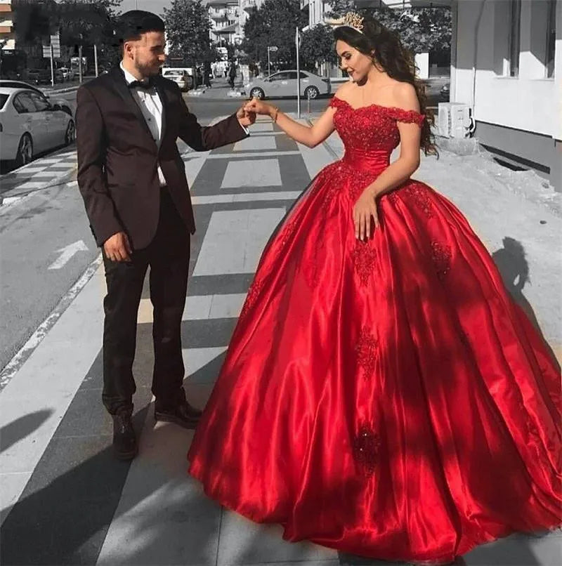 customized Sexy Long Red Off The Shoulder Prom Dresses 2025 Appliques Beaded Evening Gowns Reflective Dress Robe de Soiree