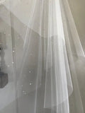 2 Layer Soft Tulle Wedding Veil with Crystal Chapel Length Bridal Veil Metal Comb