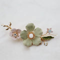 Bridal Jewelry Pink Flower Hairpins Crystal Hair Clips Pins Headpieces For Brides Women Girl Headdress Wedding Accessories a
