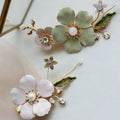 Bridal Jewelry Pink Flower Hairpins Crystal Hair Clips Pins Headpieces For Brides Women Girl Headdress Wedding Accessories
