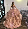 Dusty Pink Princess Quinceanera Dress With Rose Gold Sequin Long Sleeve Sweet 16 Puffy Pageant Vestidos De 15 Años Customiezd