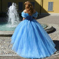 Cinderalle Blue Quinceanera Dresses Off The Shoulder Organza Corset Vestidos De 15 Años Prom Party With Butterfly Customized