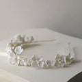 Bridal Jewelry Porcelain Flower Headband Head Pieces Gold Silver Color Vintage Hair Comb Hairpin Brides Wedding Accessories silver color 2