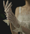 Lace Short Bridal Gloves bowknot Wristband Wedding Glove For Women Girl Party Evening Dress Jewelry Bride Accessories