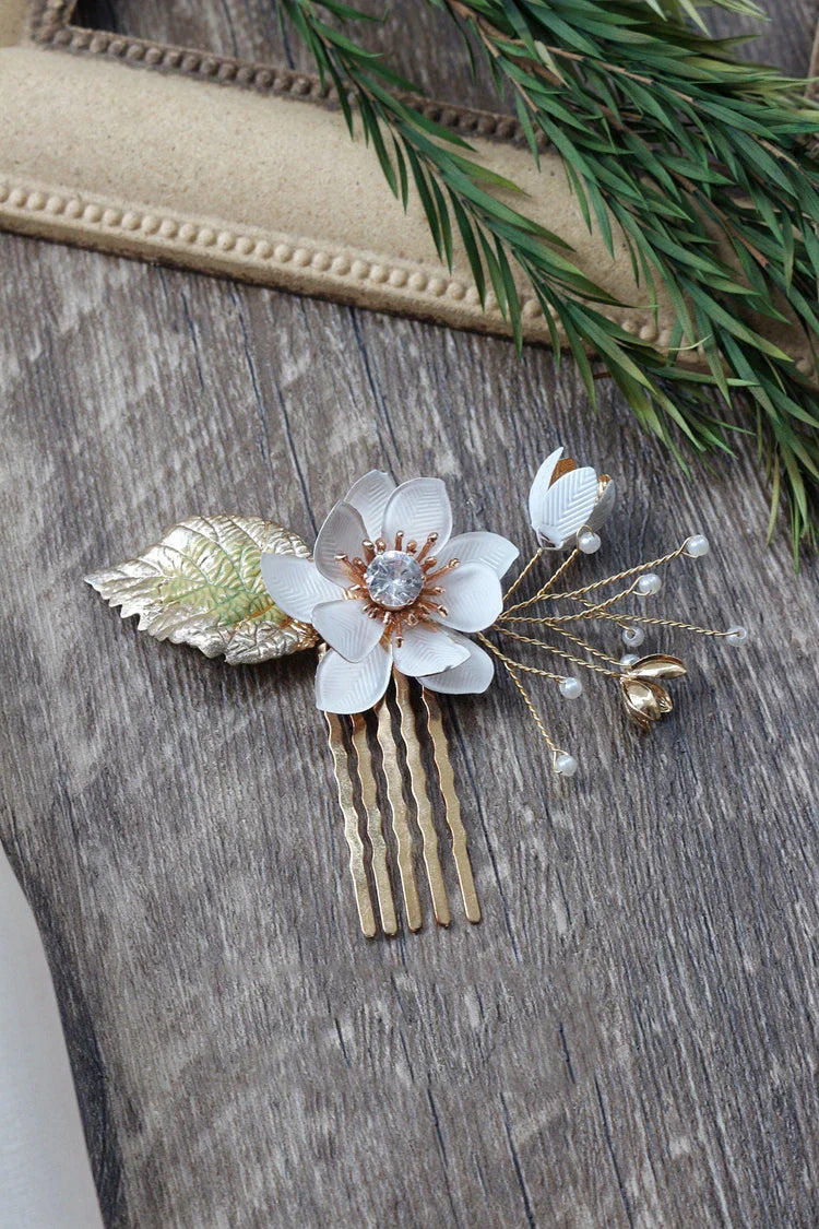 Wedding Accessories Vintage Hairpins Flower Leaf Head Pieces Headdress Crystal Hair Combs Pins For Brides Women Bridal Jewelry b