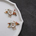 White Flower Hairpins Gold Color Headpieces Hair Combs Clips Pins For Brides Women Headdress Wedding Accessories Bridal Jewelry