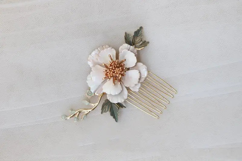 Gold Color Headpieces Flower Leaf Hair Combs Pins Clips Bridesmaids Brides Hairpins For Women Wedding Accessories Bridal Jewelry c