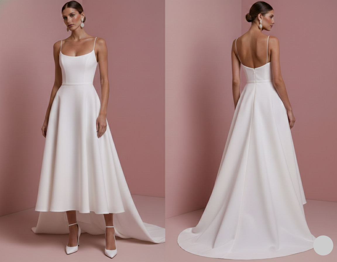 High Low Wedding Dress Organza Long Ruffles Modern Classic