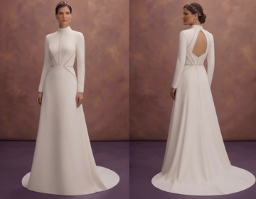 High Neck Crepe Wedding Dresses with Sophisticated Appeal