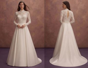 High Neck Long Sleeve Wedding Dresses with Timeless Grace