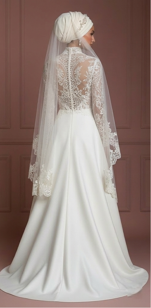 Hijab Bridal Wedding Dress Contemporary Modest Style Muslim