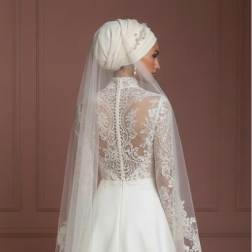 Hijab Bridal Wedding Dress Contemporary Modest Style Muslim
