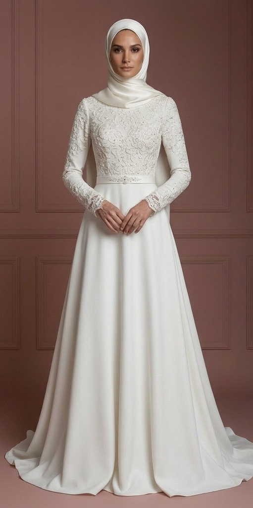 Hijab Bridal Dress For Intimate Wedding Dress Modest Style Muslim
